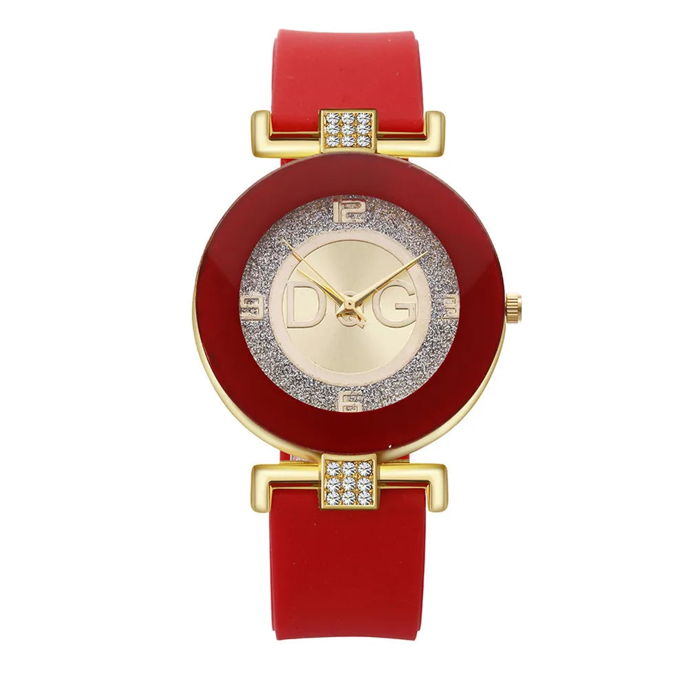Black White Quartz Watch. Women Minimalist Design Silicone Strap