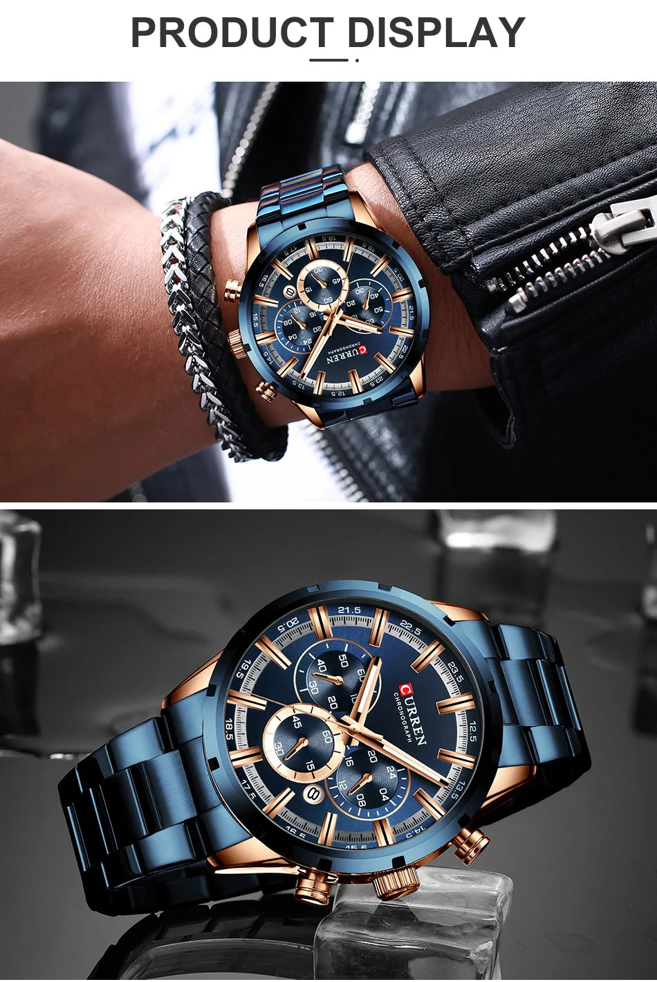 Luxury Men's Watch. Full Steel Waterproof Chronograph Wristwatch