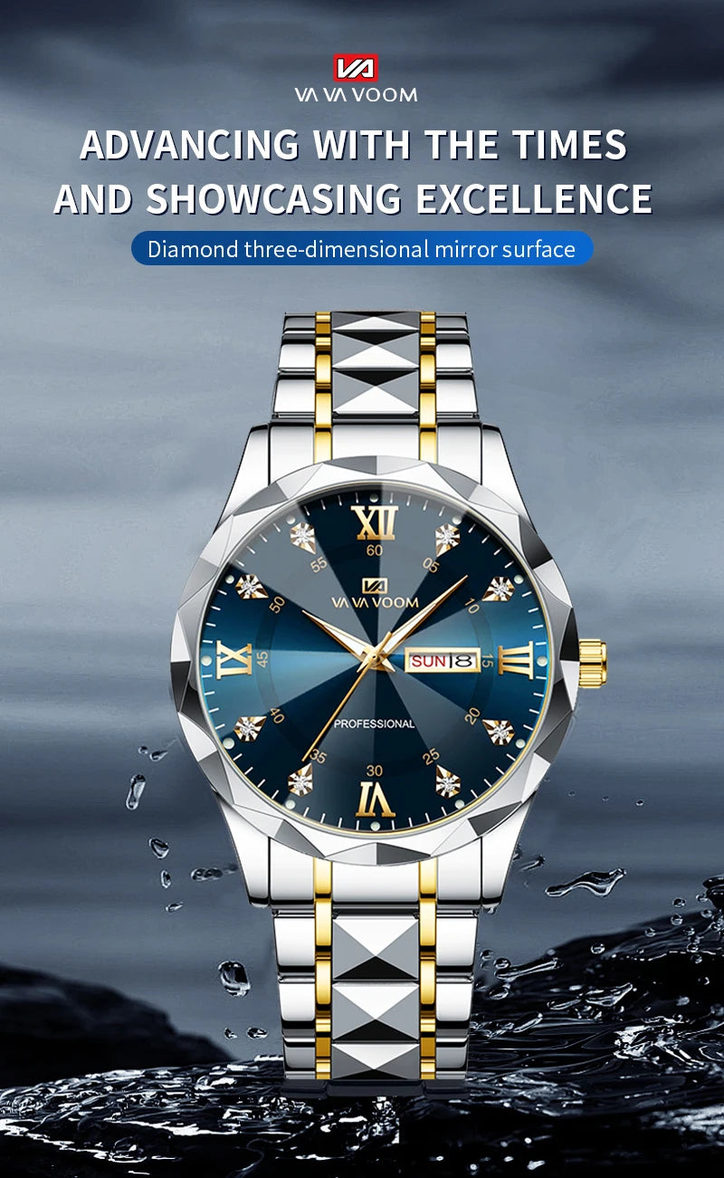 Men's  Watch Water Diamond Luxury Night Glow