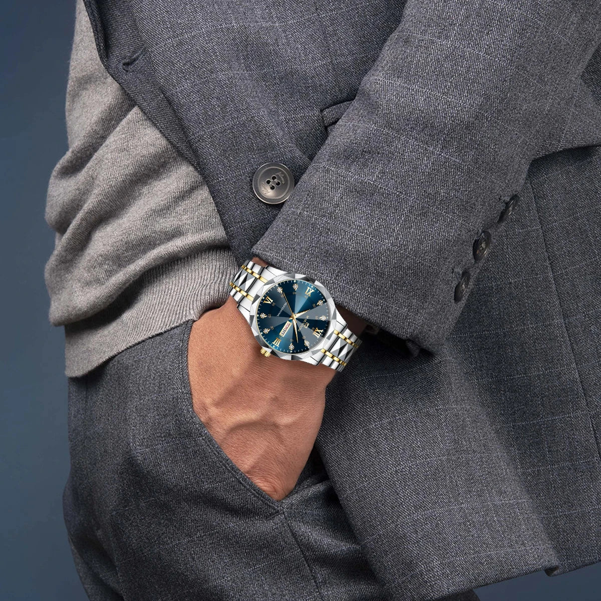 Men's  Watch Water Diamond Luxury Night Glow