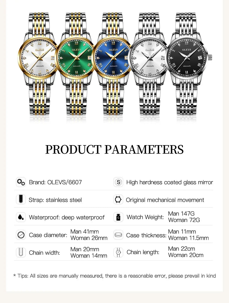 Watches for Men and Women Waterproof Watches His or Hers Lover's Watch Set