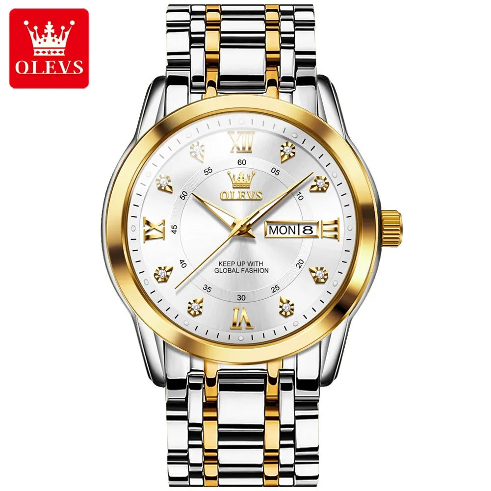 Watch for Men Luxury Diamonds Gold Watch Waterproof