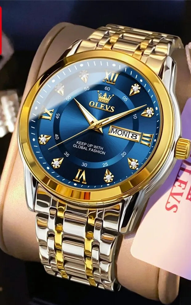 Watch for Men Luxury Diamonds Gold Watch Waterproof