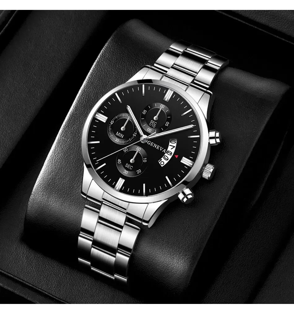 Fashion Men's Watch Luxury Silver Stainless Steel