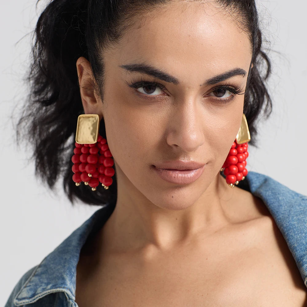 Wooden Beaded Bohemian Earrings