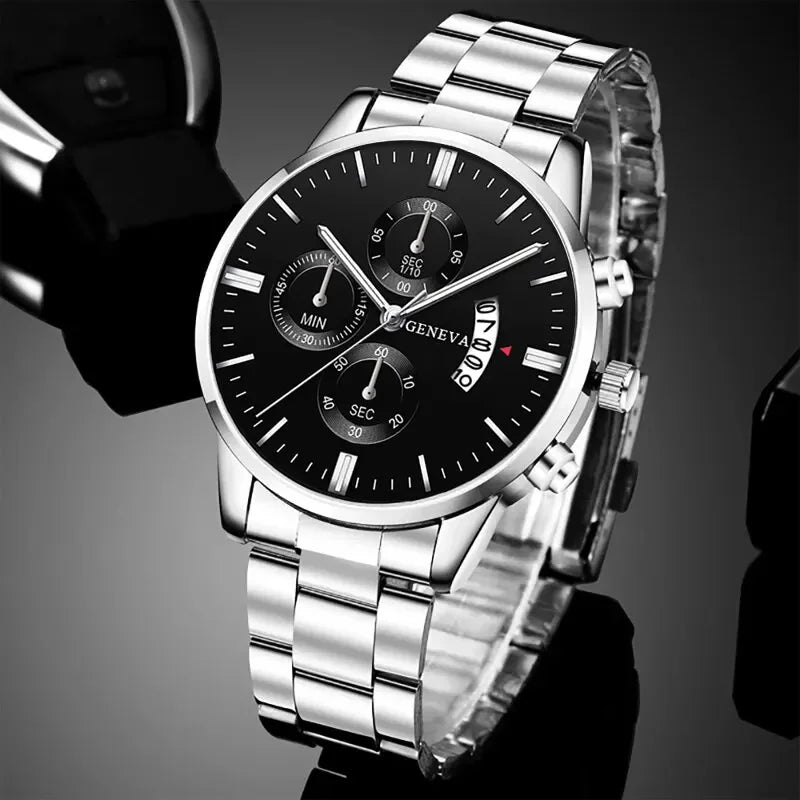 Fashion Men's Watch Luxury Silver Stainless Steel