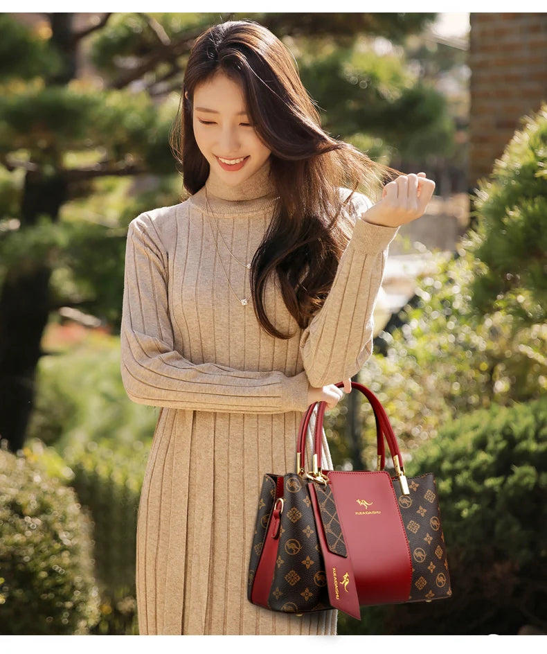 Luxury Handbag Fashion Print Large Capacity Soft Leather