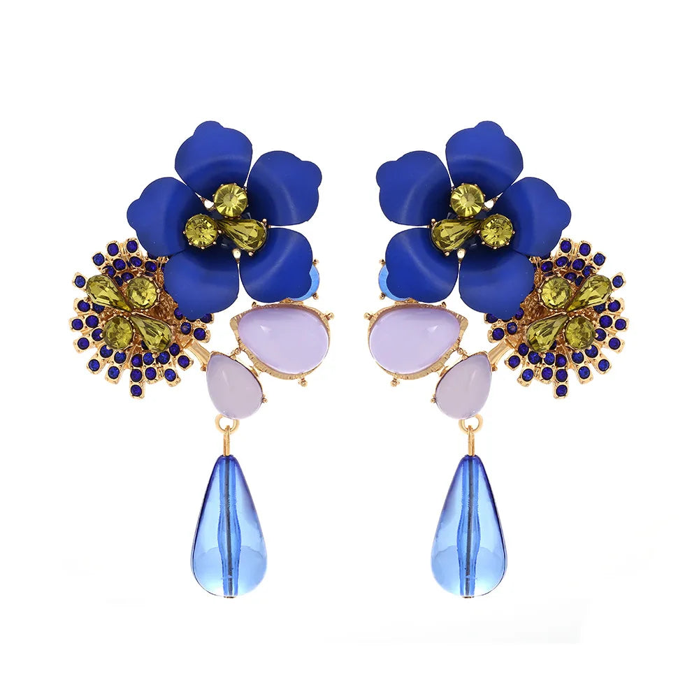 Metal Flowers Dangle Earrings