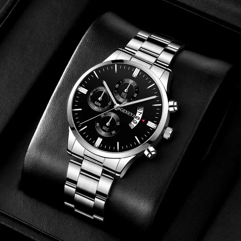 Fashion Men's Watch Luxury Silver Stainless Steel