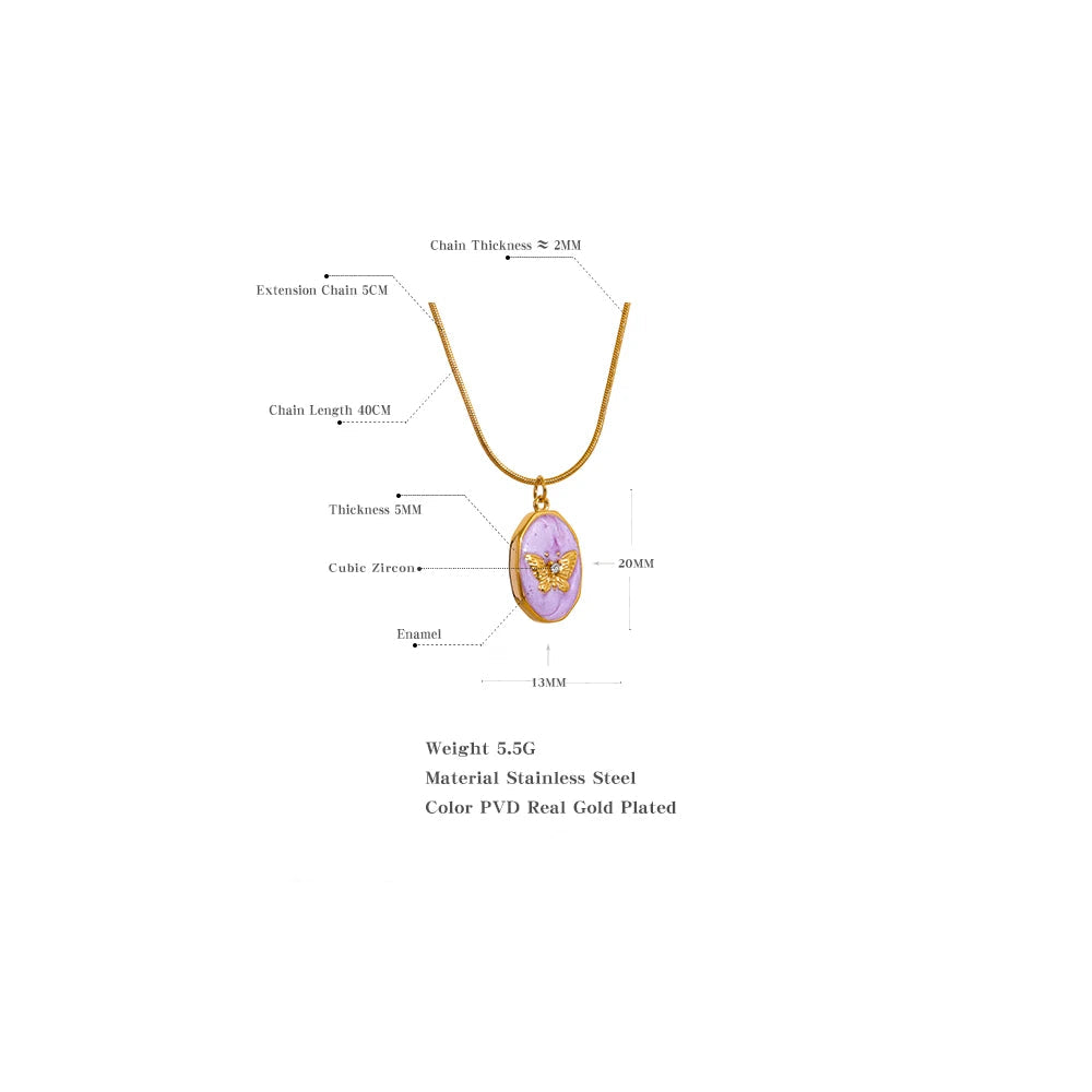 Pink Butterfly Pendant Necklace