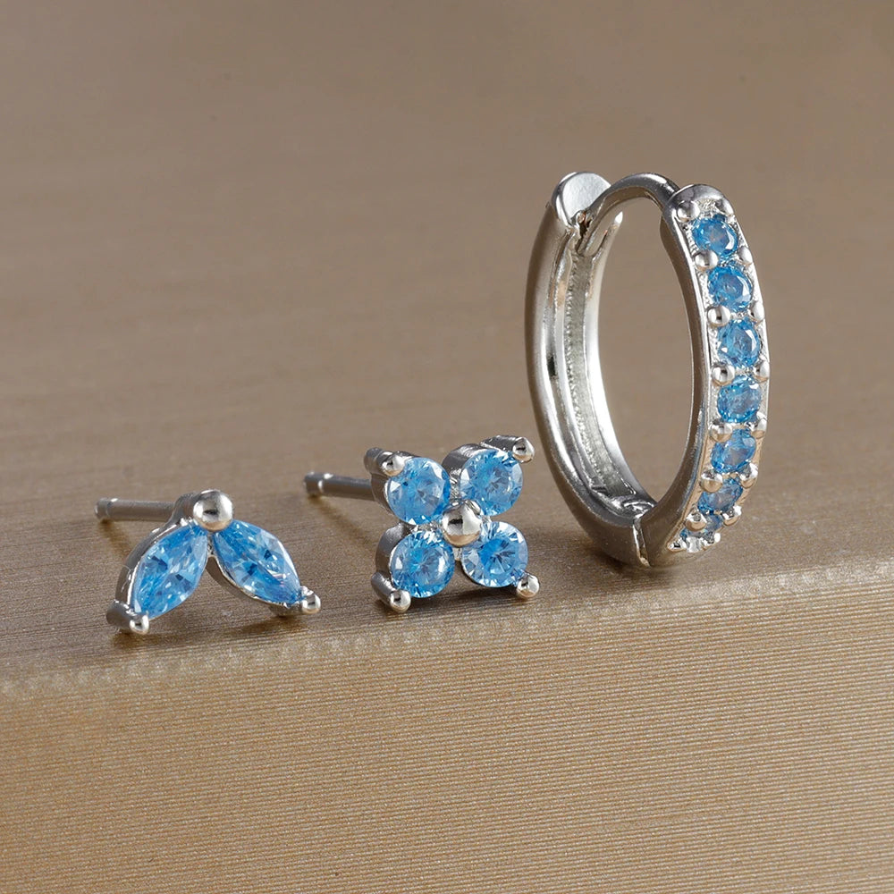 Flower Hoop Earrings Set