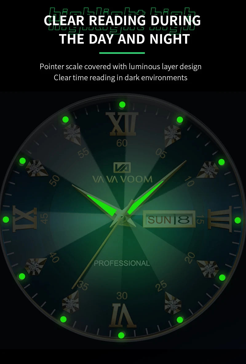 Men's  Watch Water Diamond Luxury Night Glow