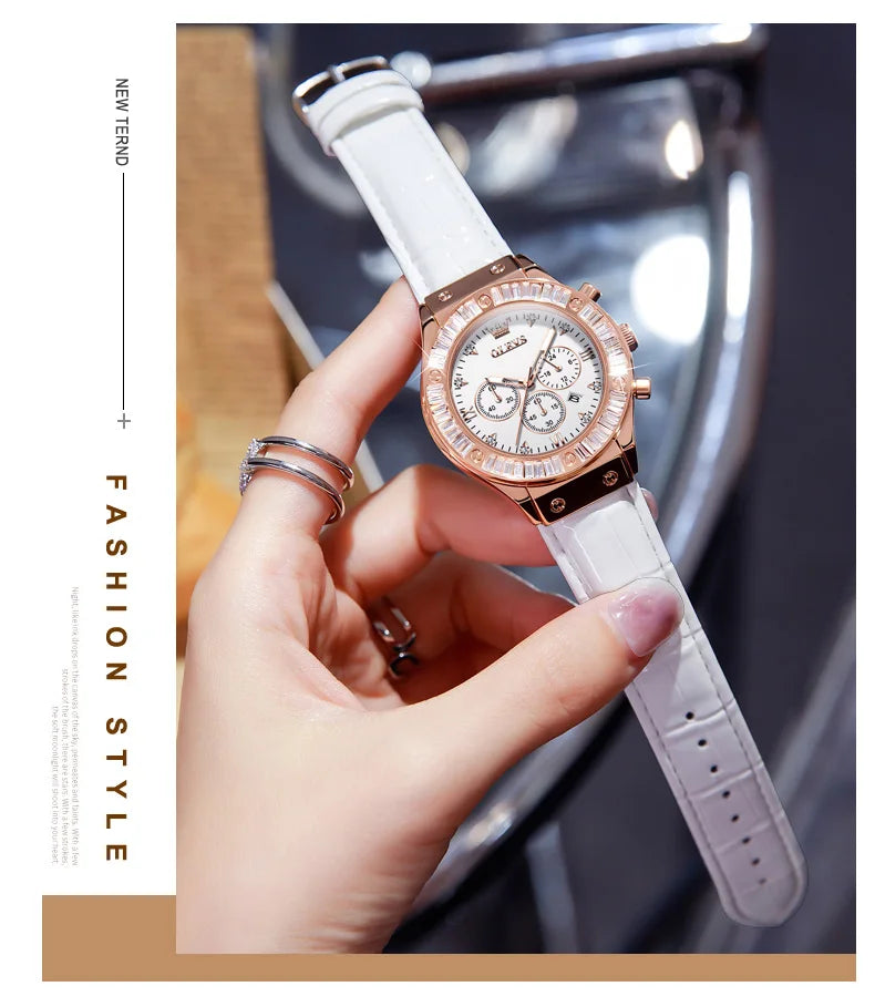 Analog Quartz Watch for Women Leather Strap Waterproof Luxury Elegant