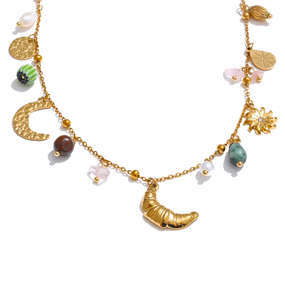 Moon & Pearl Drop Necklace