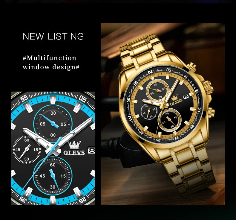 Exclusive Men's Watch Stainless steel Classic Three Small Dials Waterproof  Watch