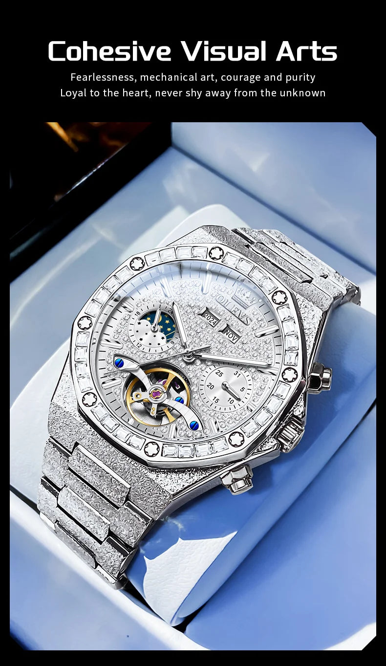 Gold Steel Men's Watch Top Brand Automatic Mechanical Luxury Waterproof