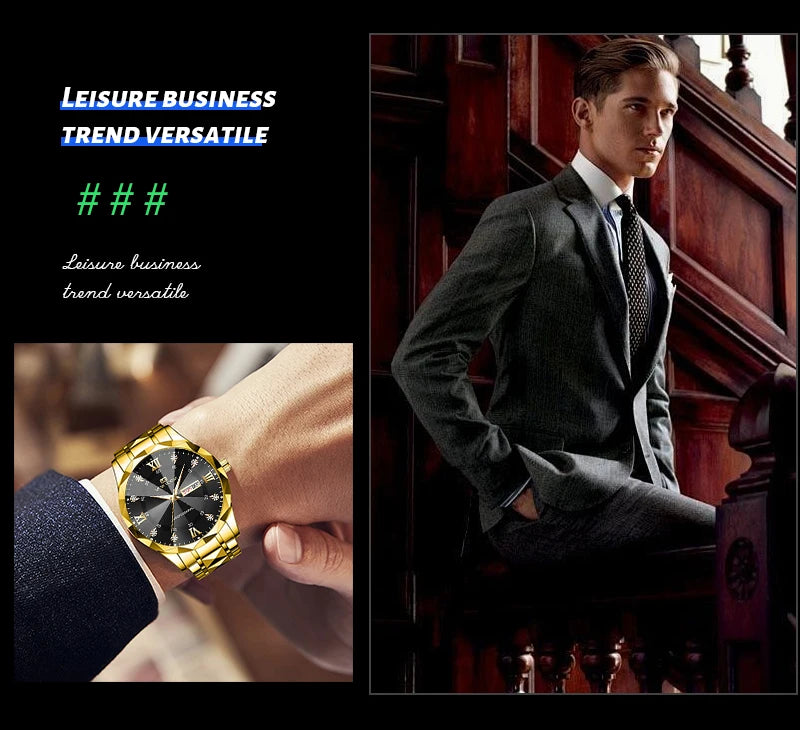 Men's  Watch Water Diamond Luxury Night Glow
