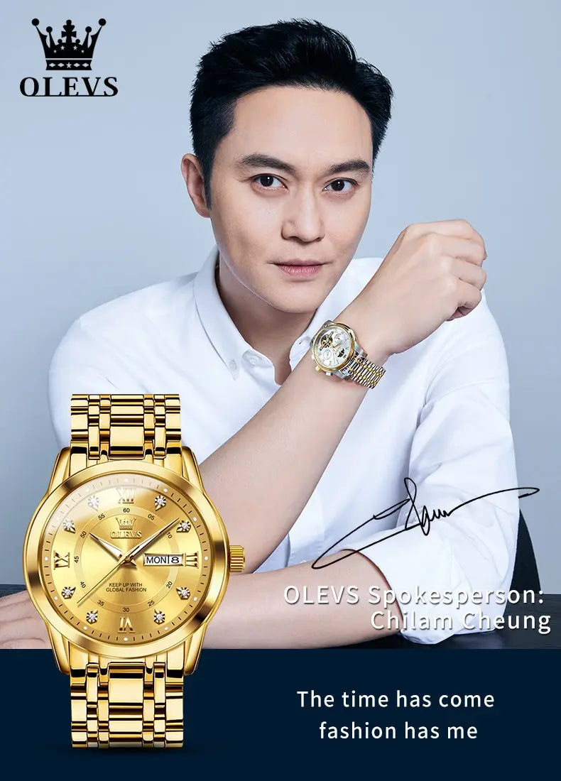Watch for Men Luxury Diamonds Gold Watch Waterproof