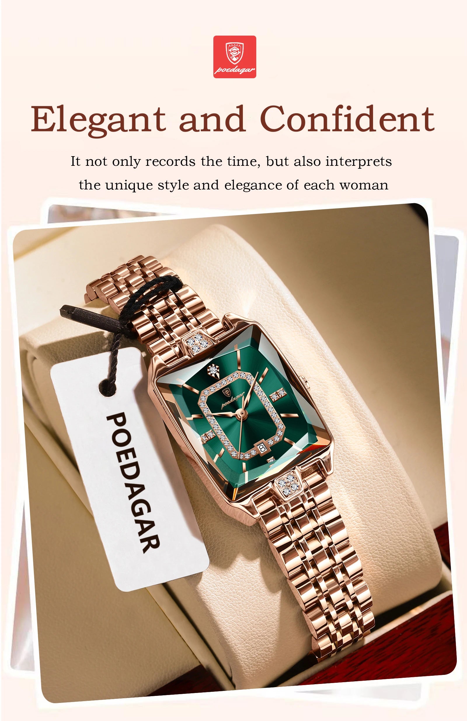 Luxury Ladies Wristwatch. Waterproof and Stainless Steel