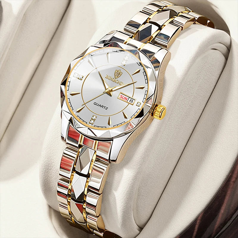 Luxury Fashion Ladies Quartz Watch Waterproof with Luminous Date
