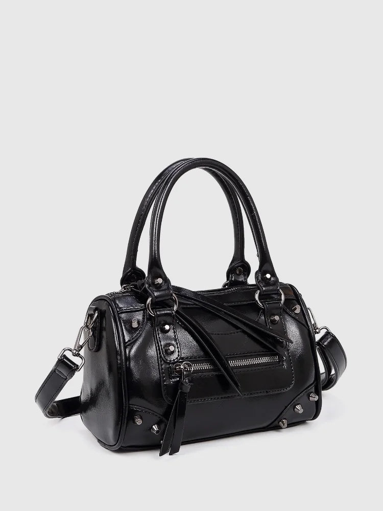 2025 Trendy Women Shoulder Bags . Leather Rivet Tassels Design