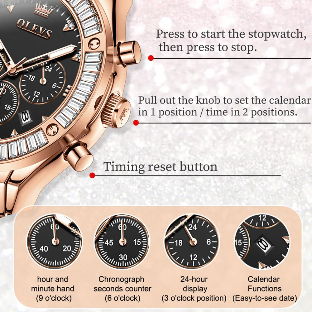 Analog Quartz Watch for Women Leather Strap Waterproof Luxury Elegant