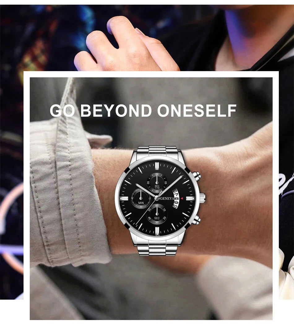 Fashion Men's Watch Luxury Silver Stainless Steel