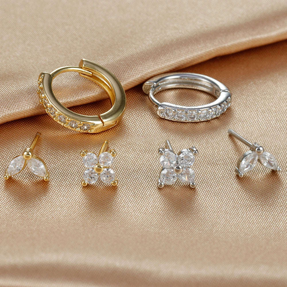 Flower Hoop Earrings Set