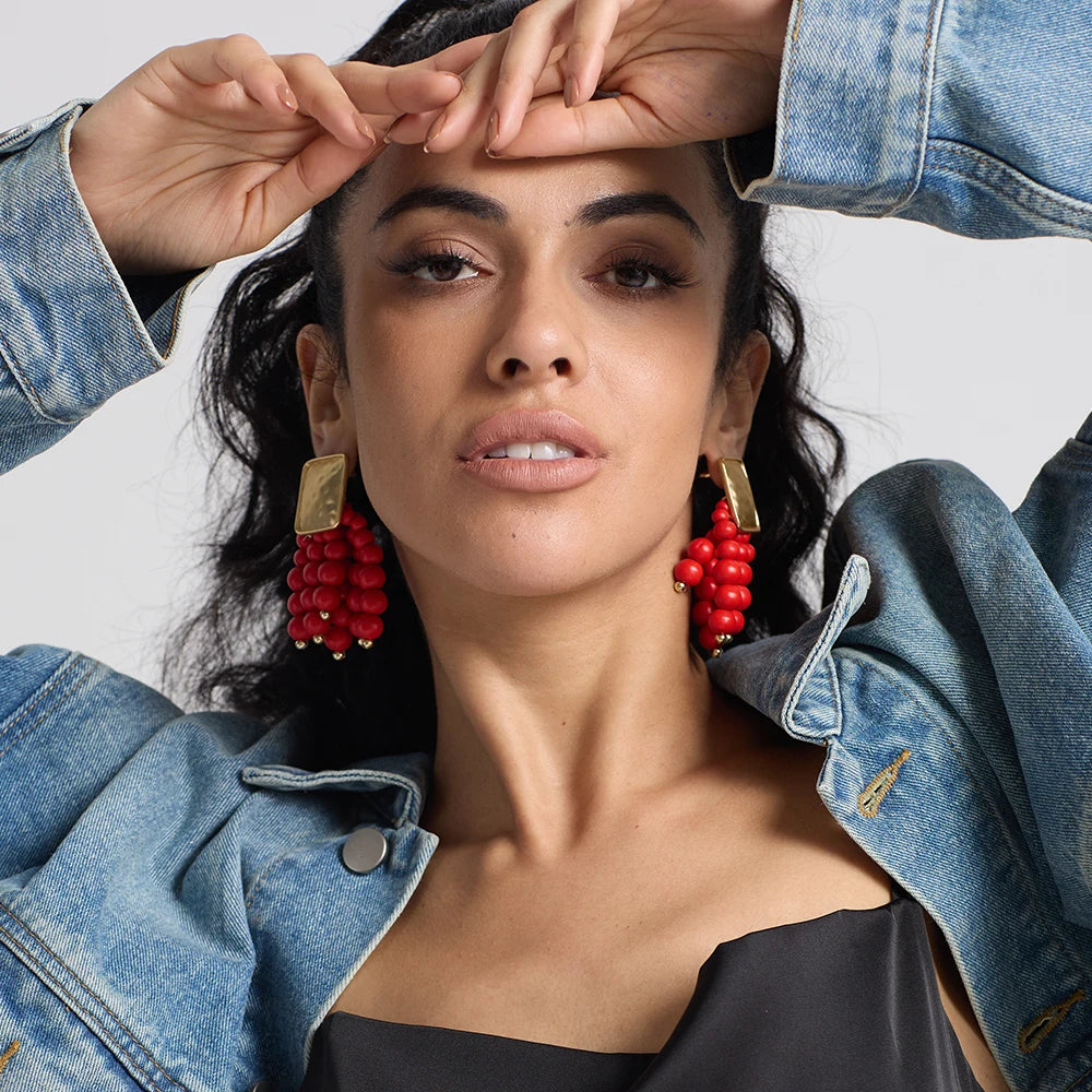 Wooden Beaded Bohemian Earrings