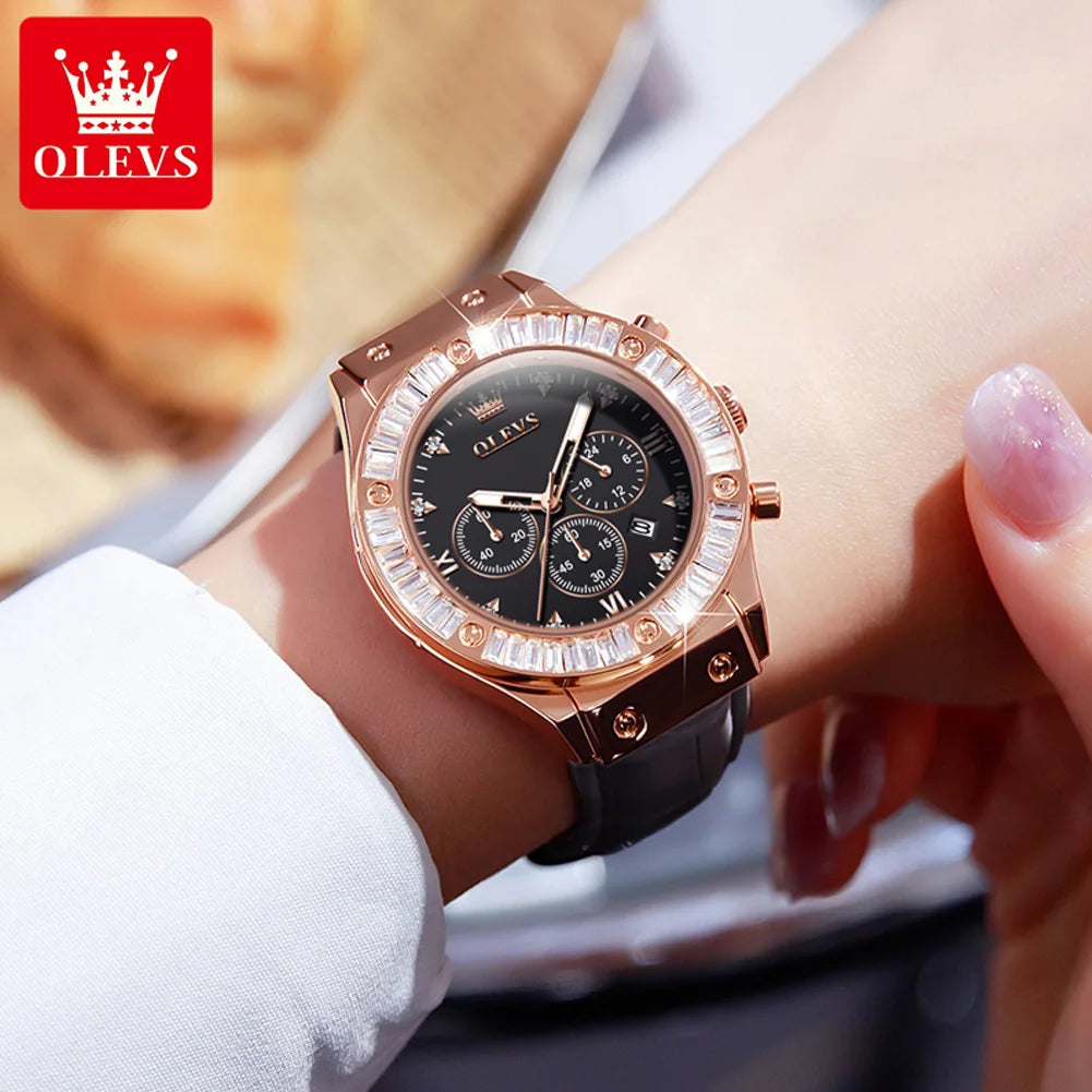 Analog Quartz Watch for Women Leather Strap Waterproof Luxury Elegant
