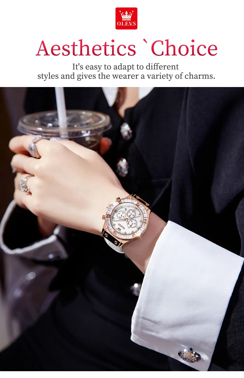 Analog Quartz Watch for Women Leather Strap Waterproof Luxury Elegant