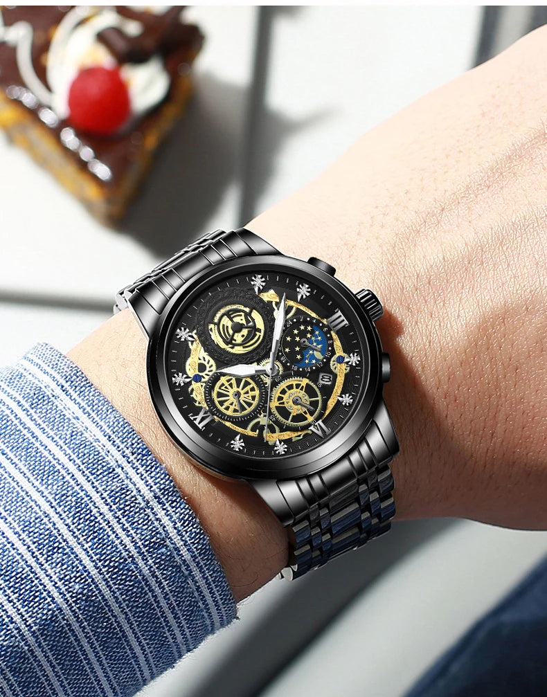 Luxury Fashion Casual Quartz Men's Watch Stainless Steel Strap