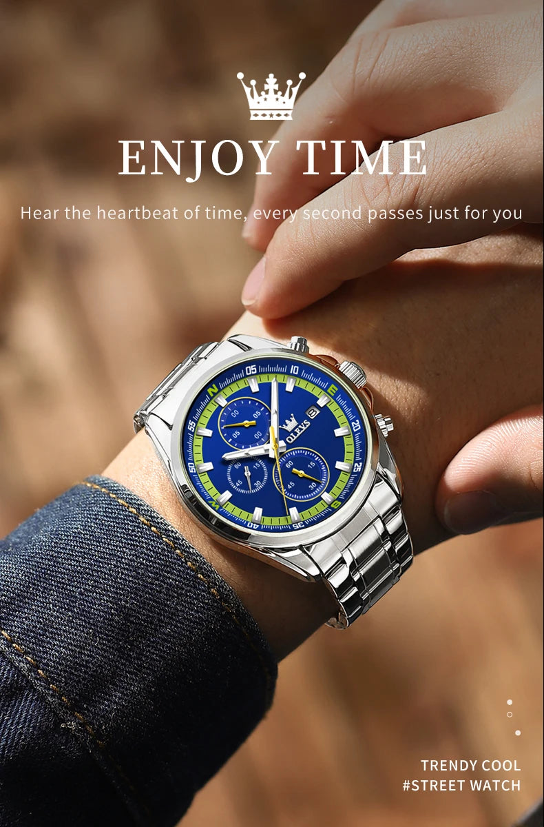 Exclusive Men's Watch Stainless steel Classic Three Small Dials Waterproof  Watch