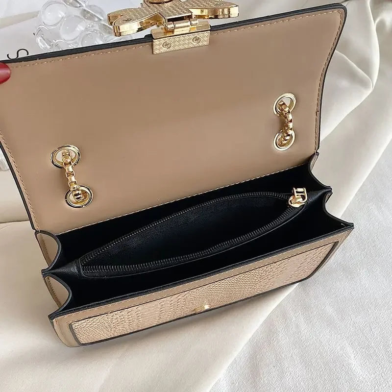 Luxury Crooobody Handbag. Bee Lock Tote Casual Flap . Crocodile Print  Handbag