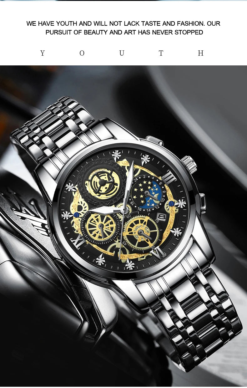 Luxury Fashion Casual Quartz Men's Watch Stainless Steel Strap