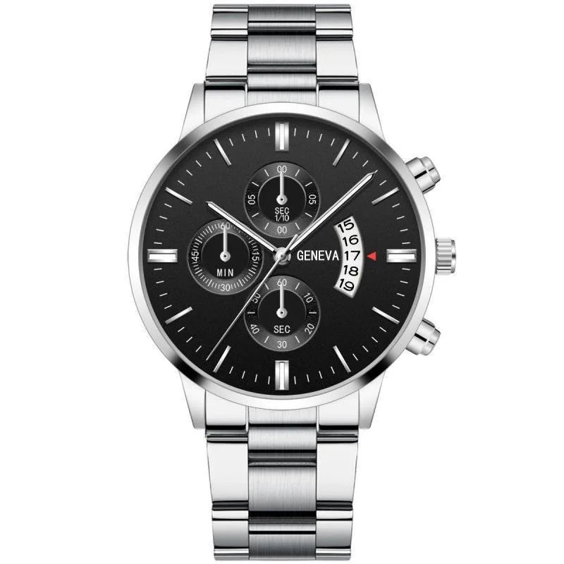 2pcs Luxury Men's Watch Stainless Steel