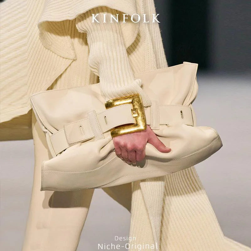 Luxury Women's Bag Soft Leather.Crocodile Pattern Pleated Tote Bag