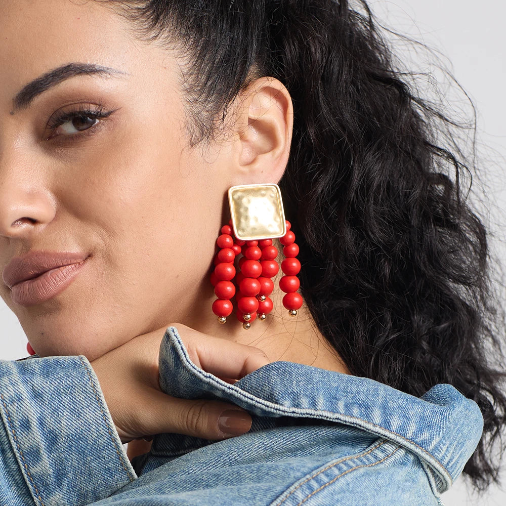 Wooden Beaded Bohemian Earrings