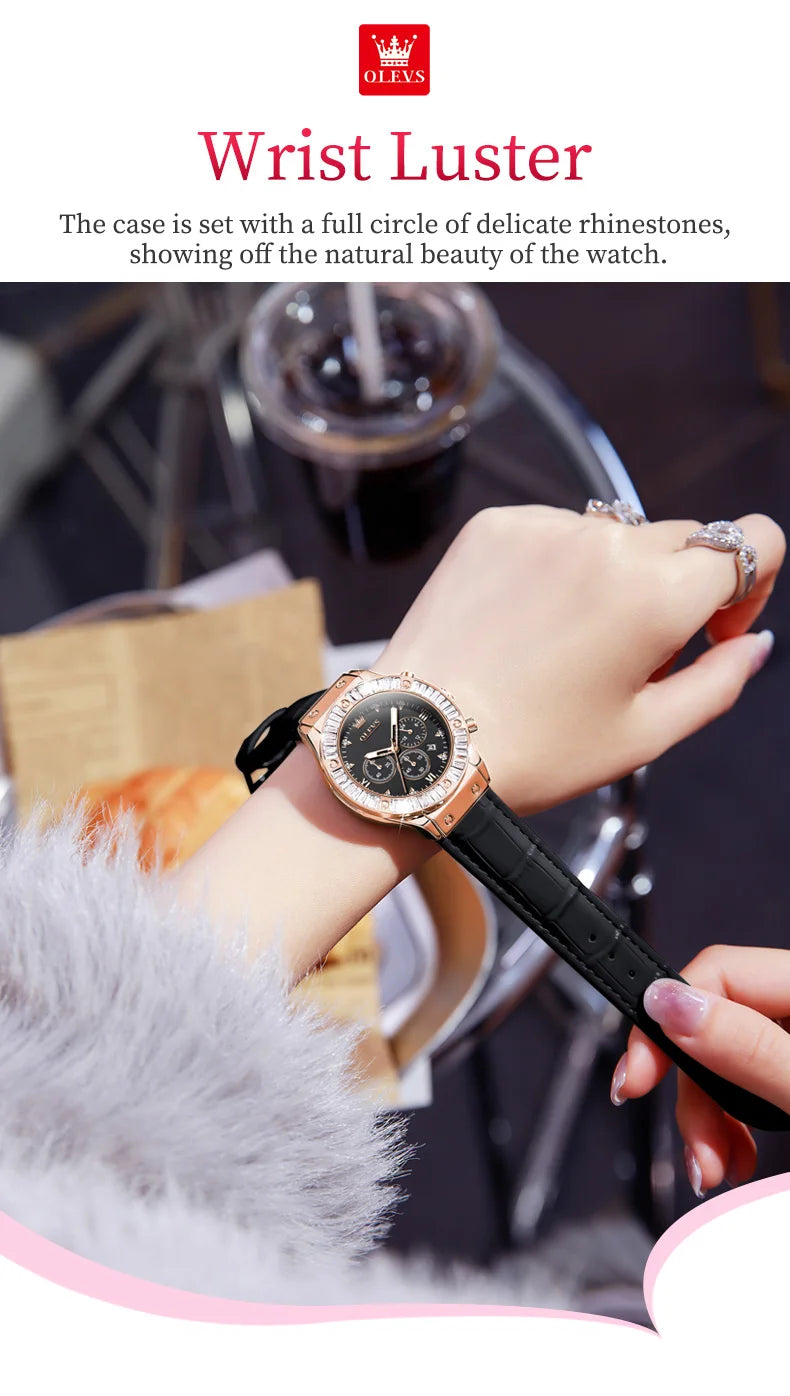 Analog Quartz Watch for Women Leather Strap Waterproof Luxury Elegant