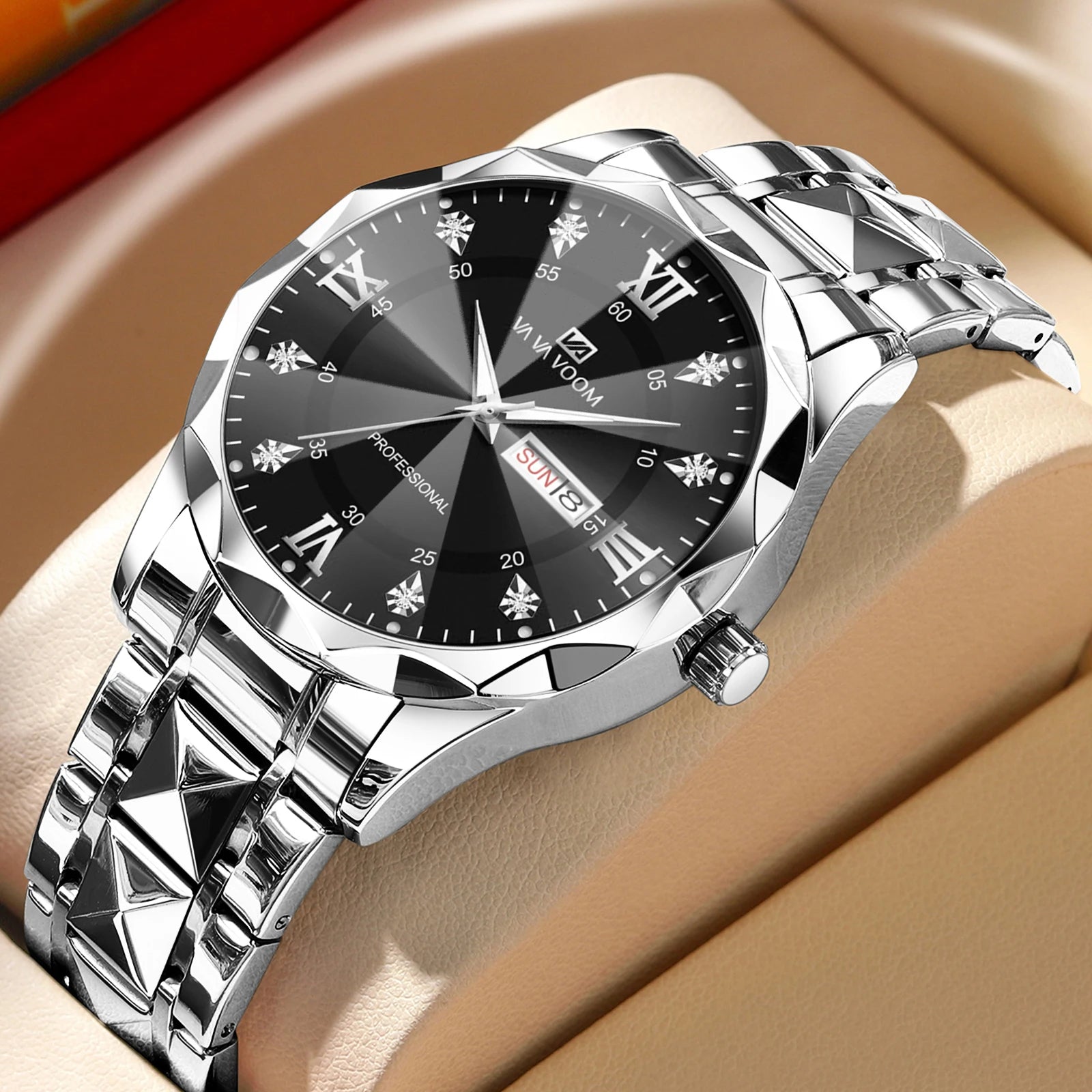 Men's  Watch Water Diamond Luxury Night Glow