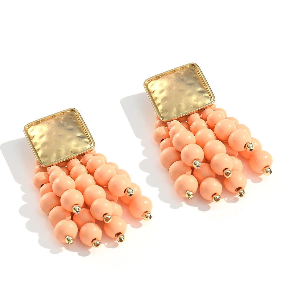 Wooden Beaded Bohemian Earrings