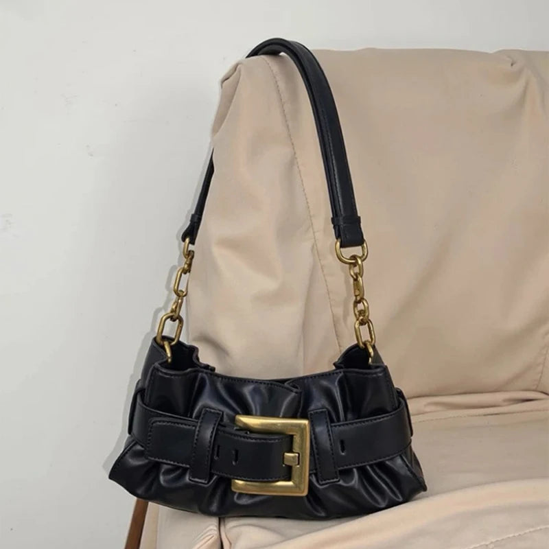 Luxury Women's Bag Soft Leather.Crocodile Pattern Pleated Tote Bag