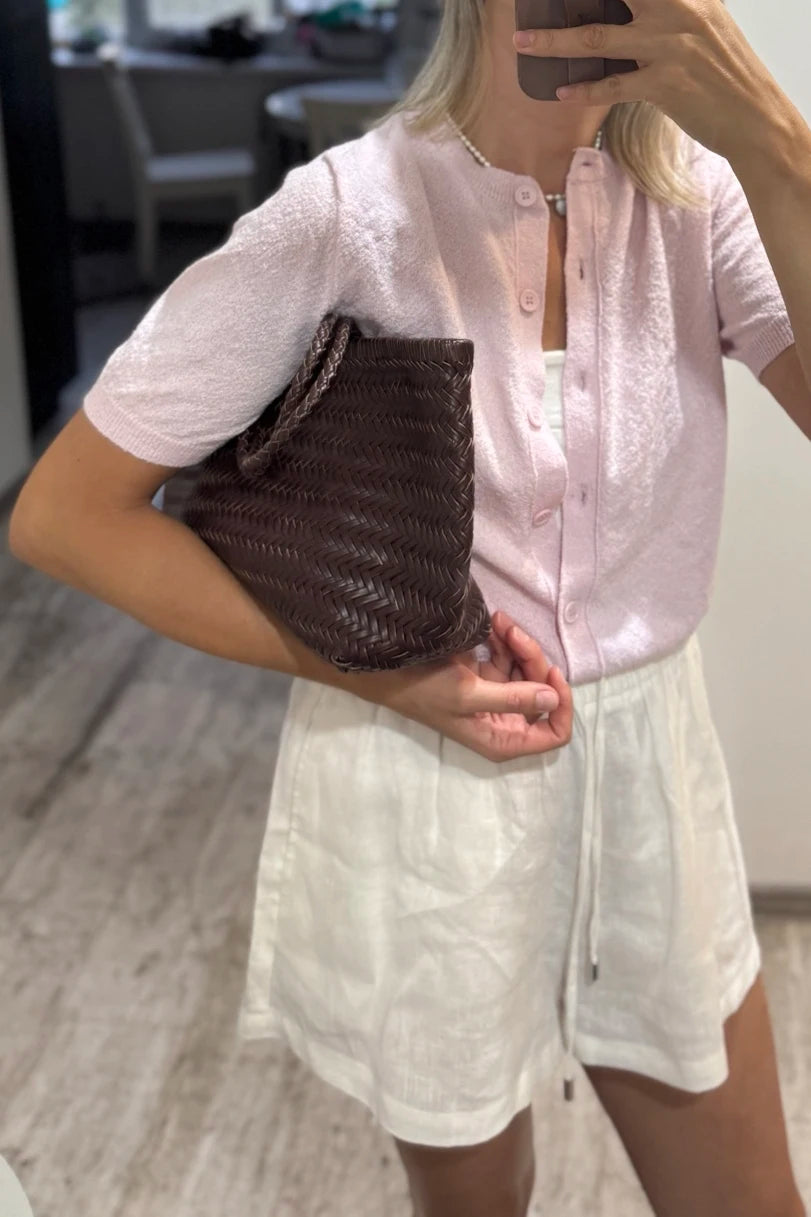 Genuine Leather Shoulder Bag Weaving Casual Shopping Bag