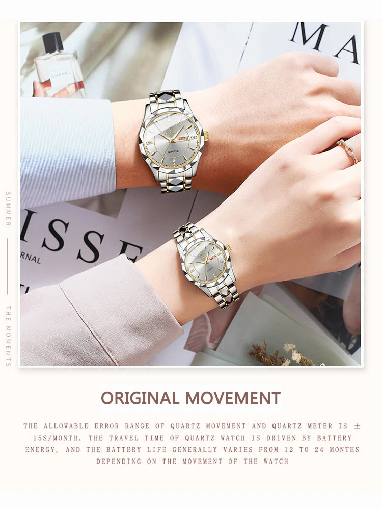 Luxury Fashion Ladies Quartz Watch Waterproof with Luminous Date