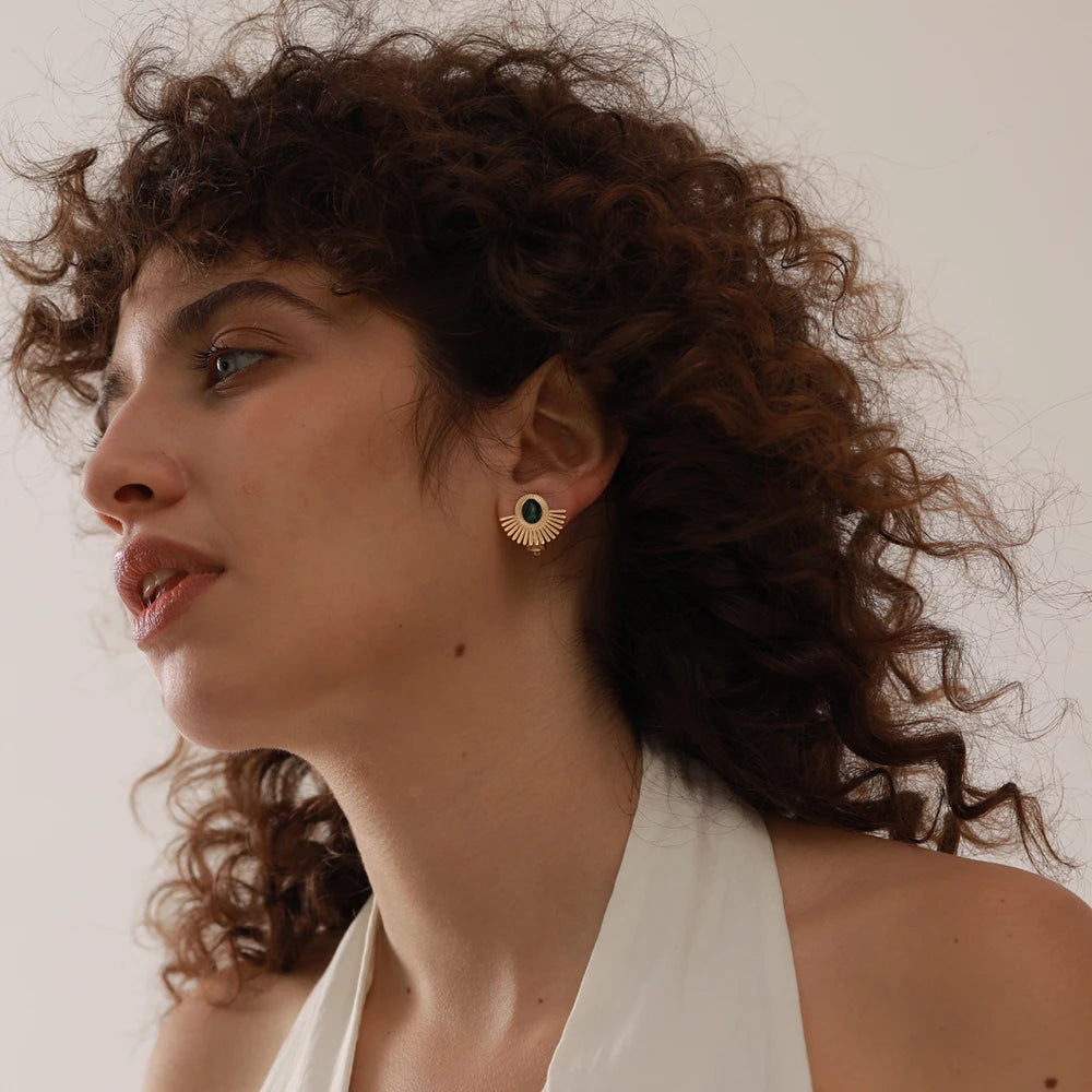 Mid Stone Sunflower Clip-on Earrings