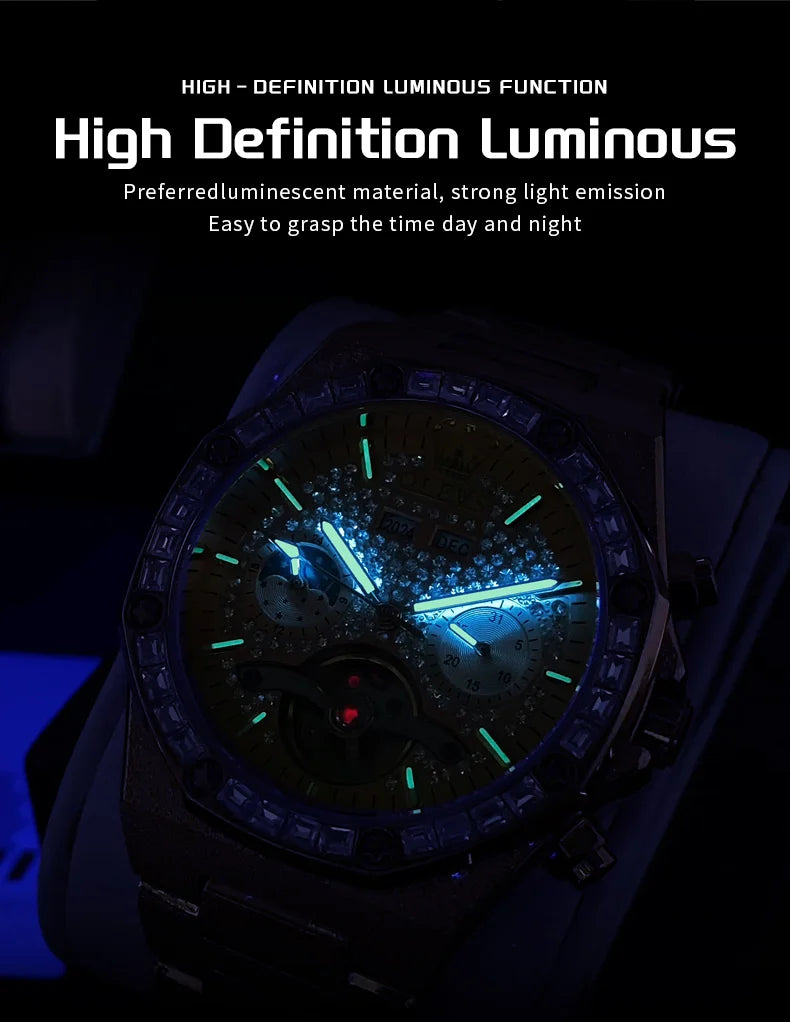 Gold Steel Men's Watch Top Brand Automatic Mechanical Luxury Waterproof