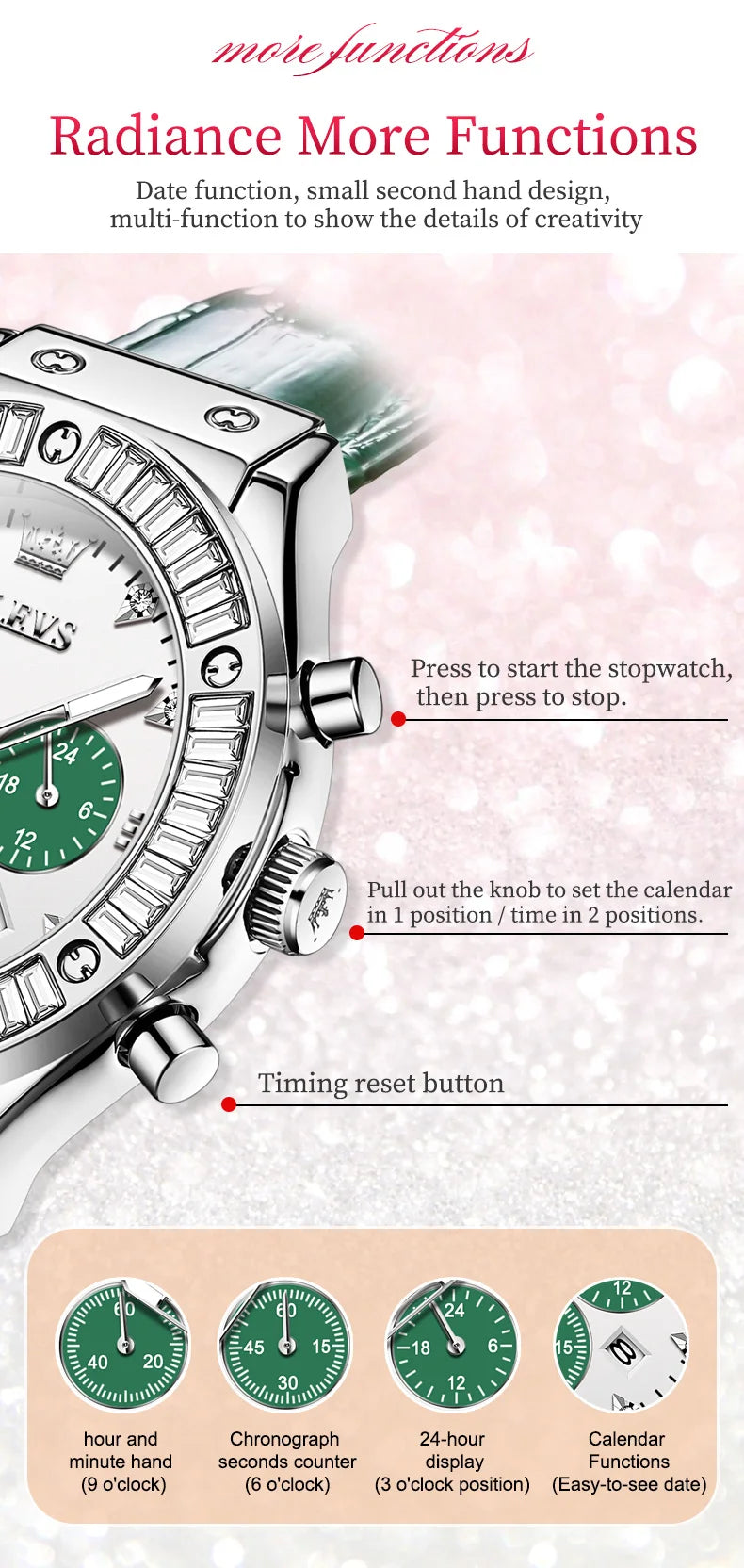 Analog Quartz Watch for Women Leather Strap Waterproof Luxury Elegant