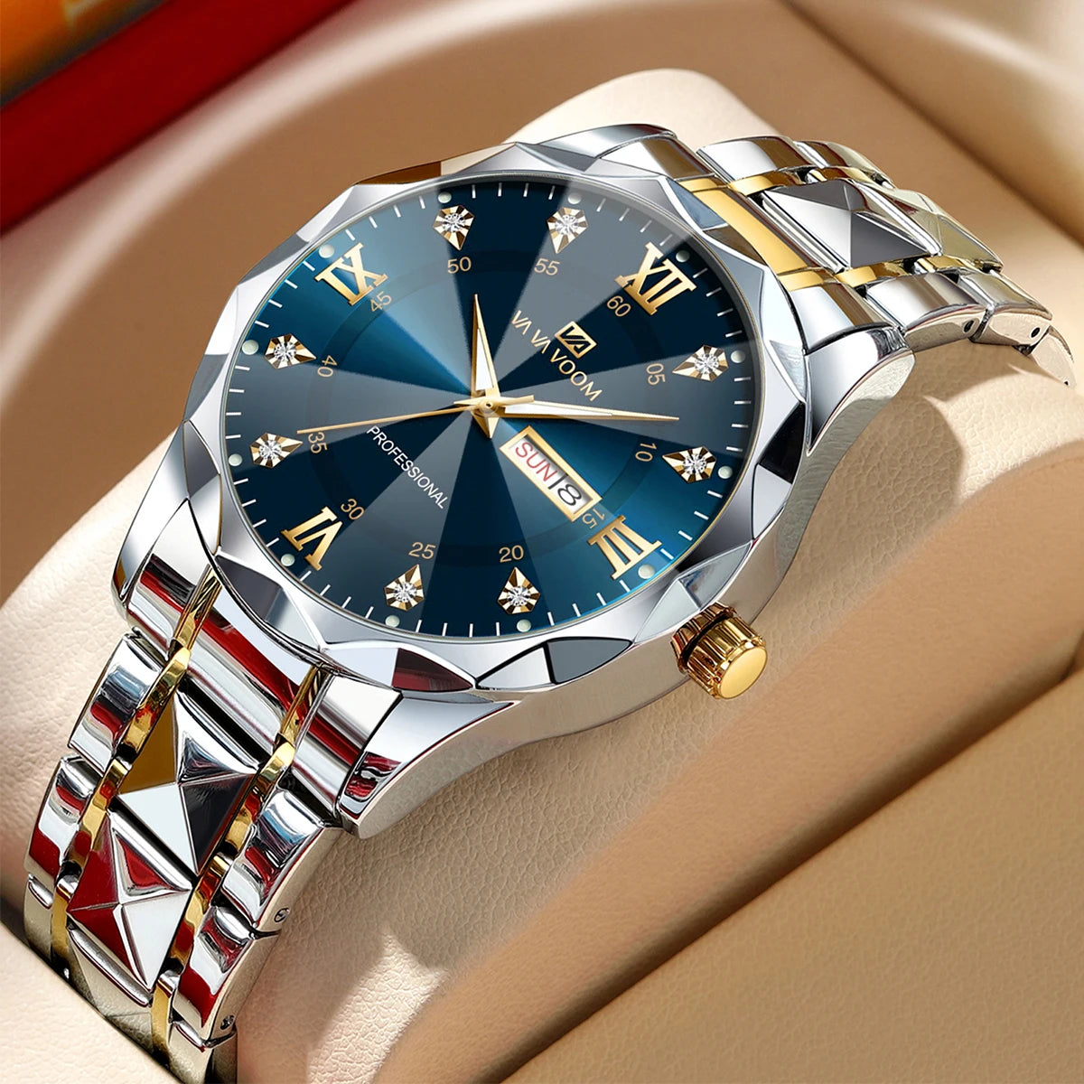Men's  Watch Water Diamond Luxury Night Glow