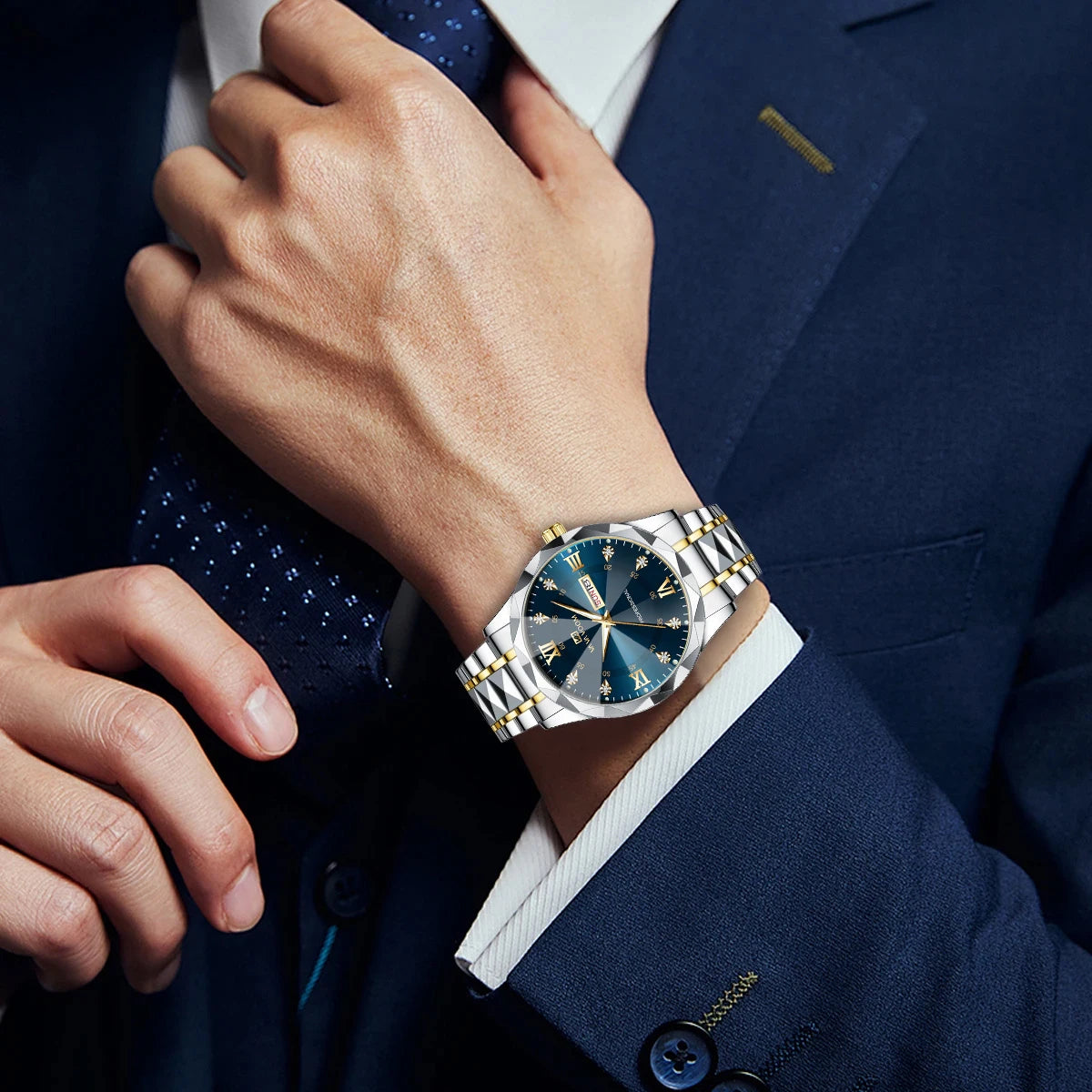 Men's  Watch Water Diamond Luxury Night Glow