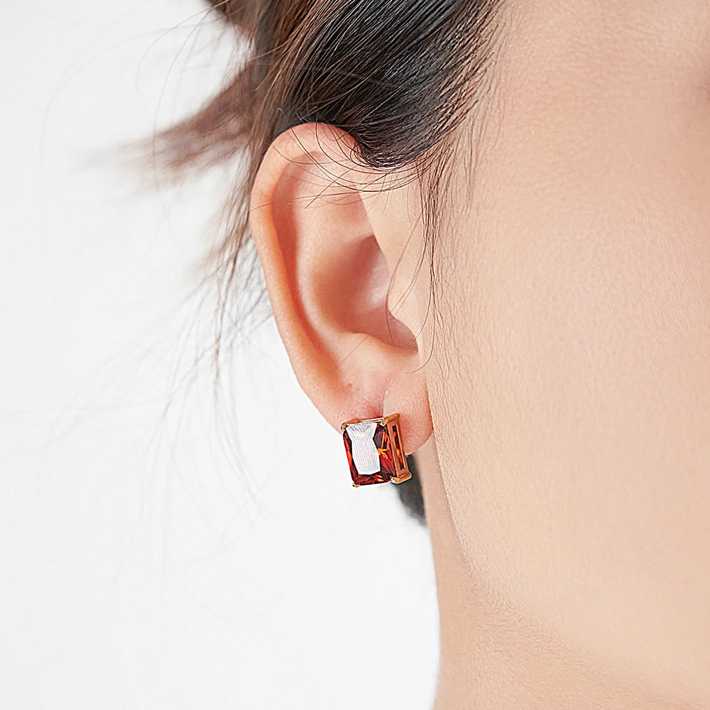 Red Zircon Stud Earrings